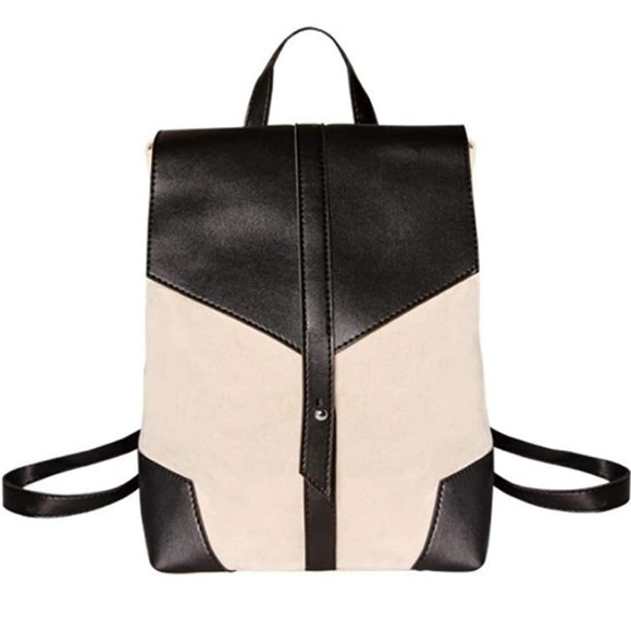Deux Lux canvas black and cream Demi backpack NWOT main image 4